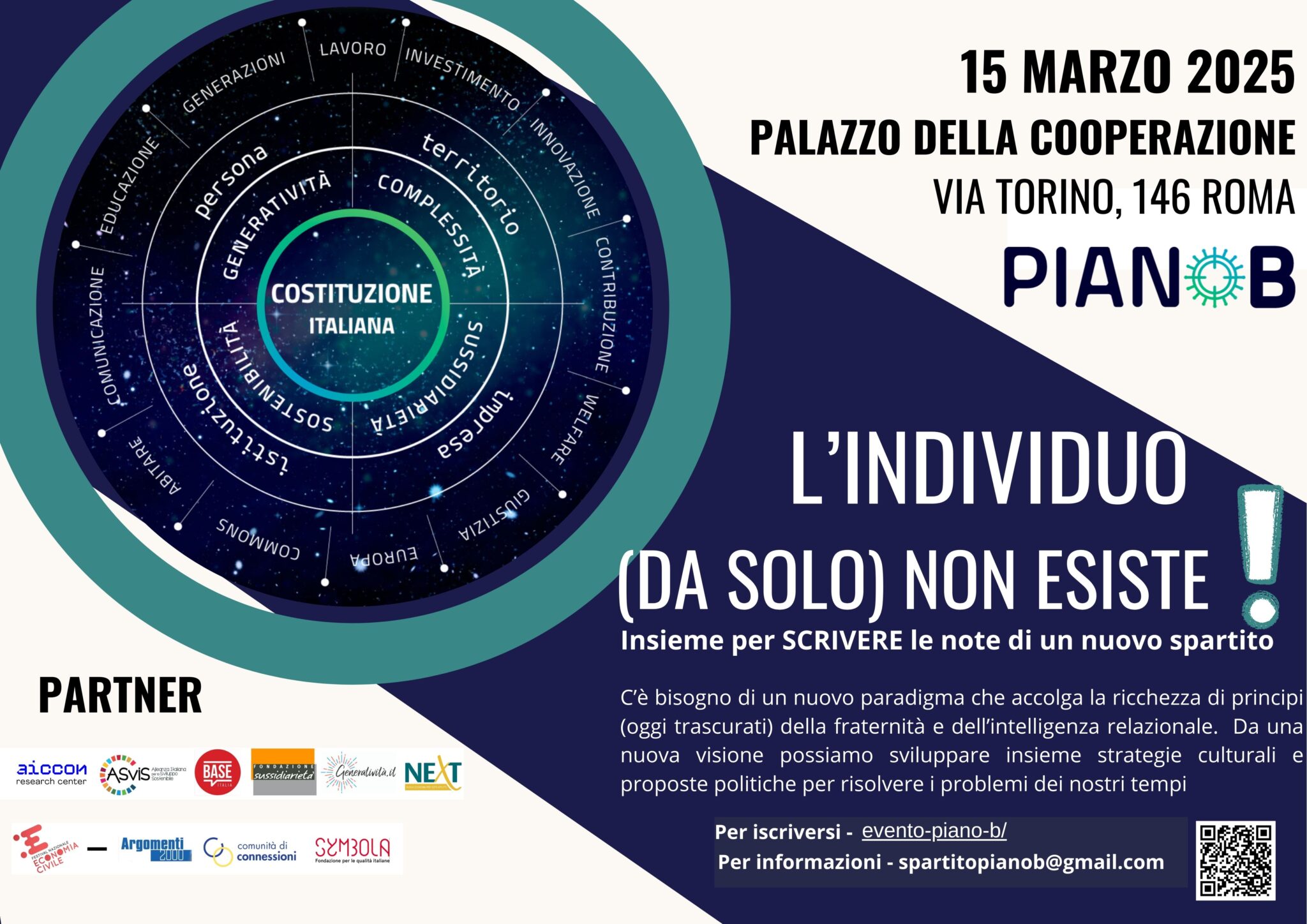 Evento Piano B - 15 marzo 2025 Roma - Locandina Evento Piano B - 15 marzo 2025 Roma